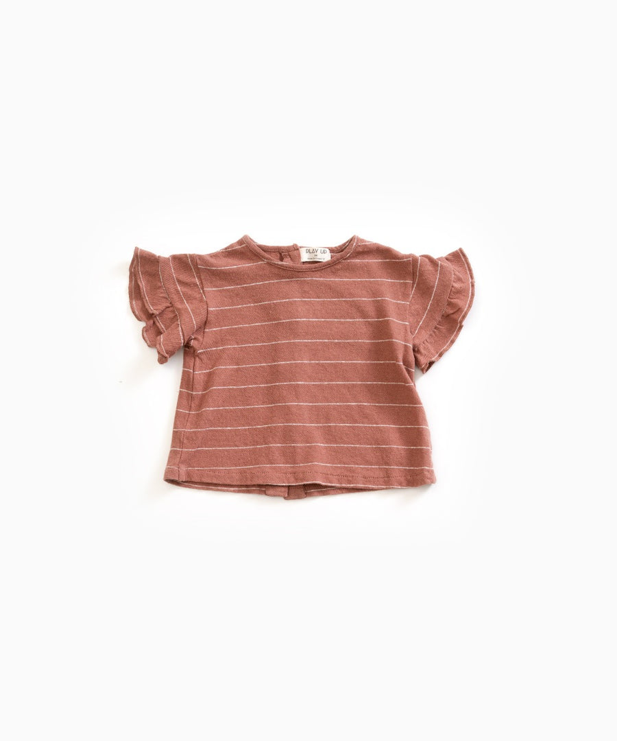 Play Up Striped Rust Red Cotton/Linen Tee
