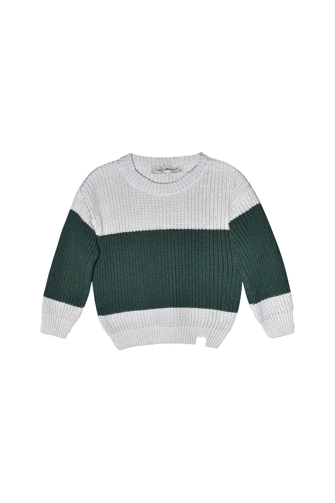 I Dig Denim Cream and Dark Green Knitted Sweater
