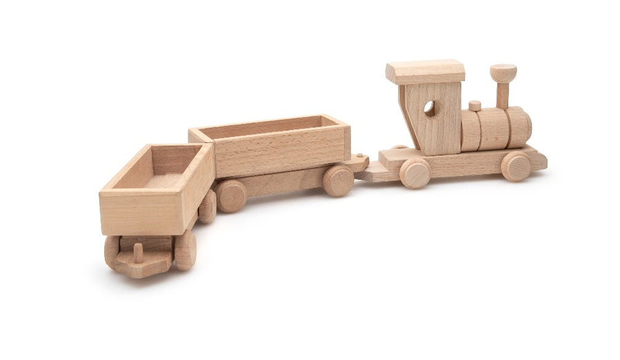 Little Acorns Wooden Toy Train & Carriages